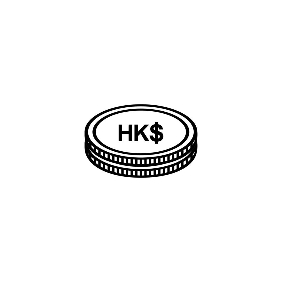 Hong Kong Currency, HKD, Hong Kong Dollar Icon Symbol. Vector Illustration
