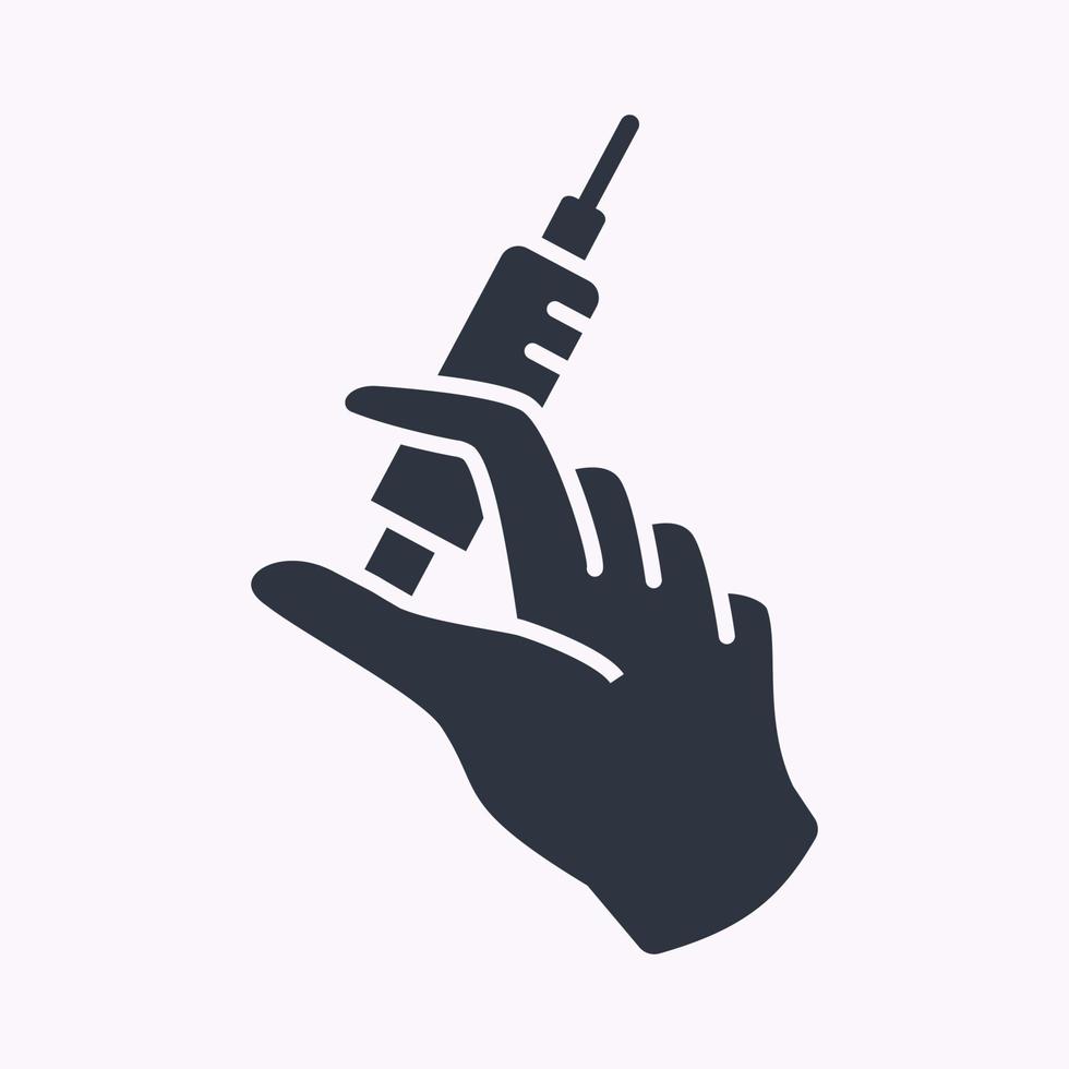 Injection glyph icon on white background. Vector illustration.