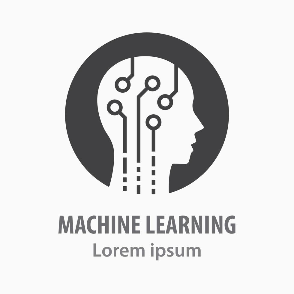 Machine learning icon. Vector illustration. Symbol of artificial intelligence, innovation, brain idea.