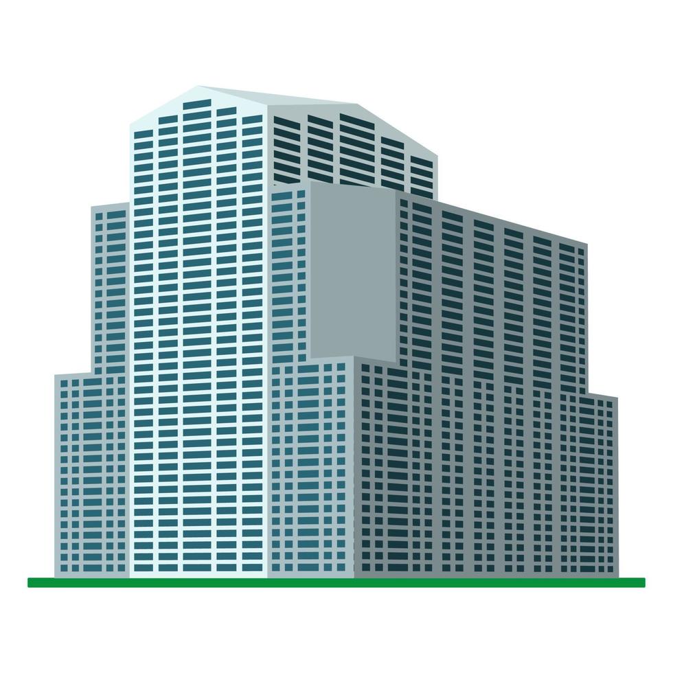 A modern high-rise building on a white background. View of the building from the bottom. Isometric vector illustration.