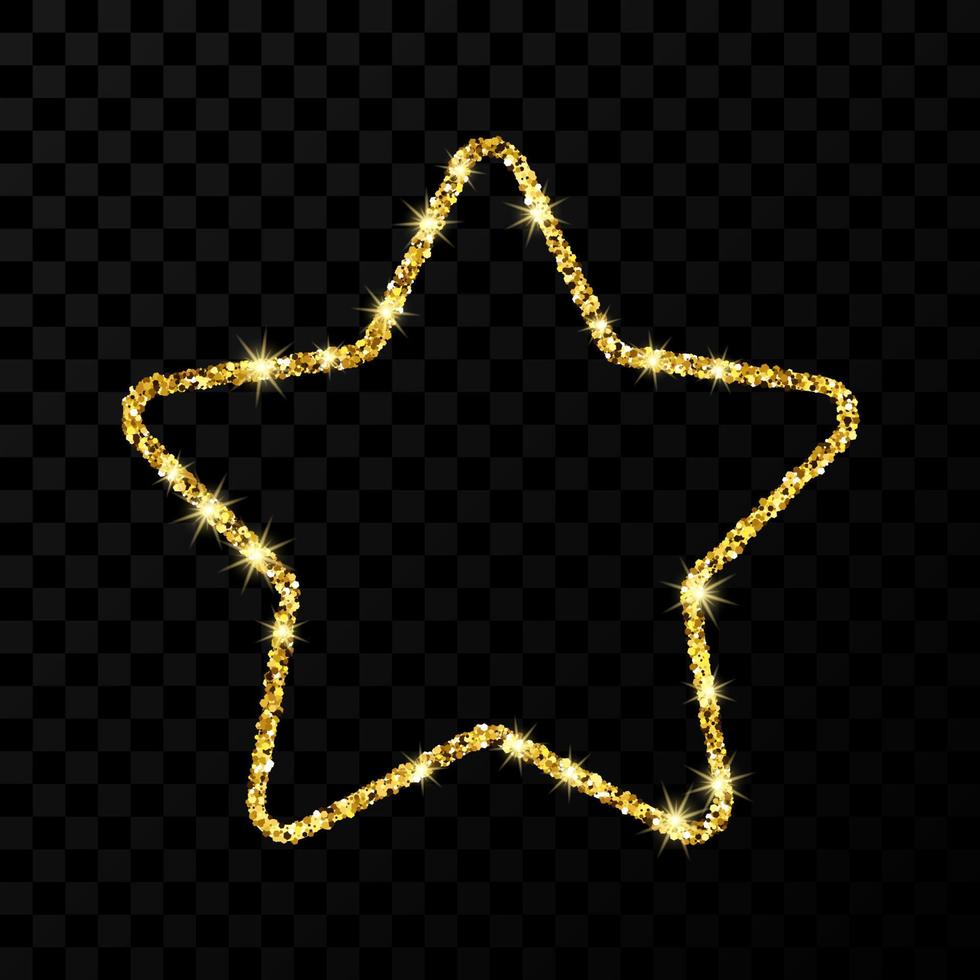 Gold glitter star with shiny sparkles vector