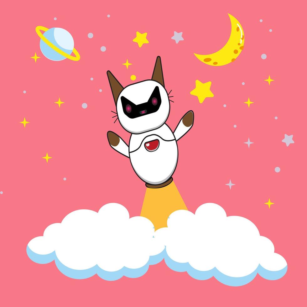 Aliens flying on the clouds. Science Technology Icon Concept Isolated Premium Vector. Flat Cartoon Style. Vector illustration suitable for greeting cards and prints on t-shirts.