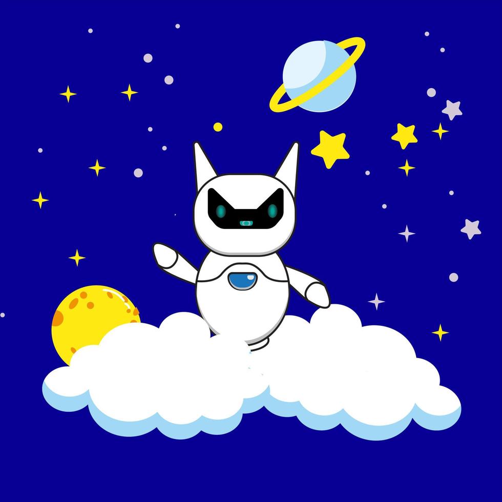 Aliens flying on the clouds. Science Technology Icon Concept Isolated Premium Vector. Flat Cartoon Style. Vector illustration suitable for greeting cards and prints on t-shirts.