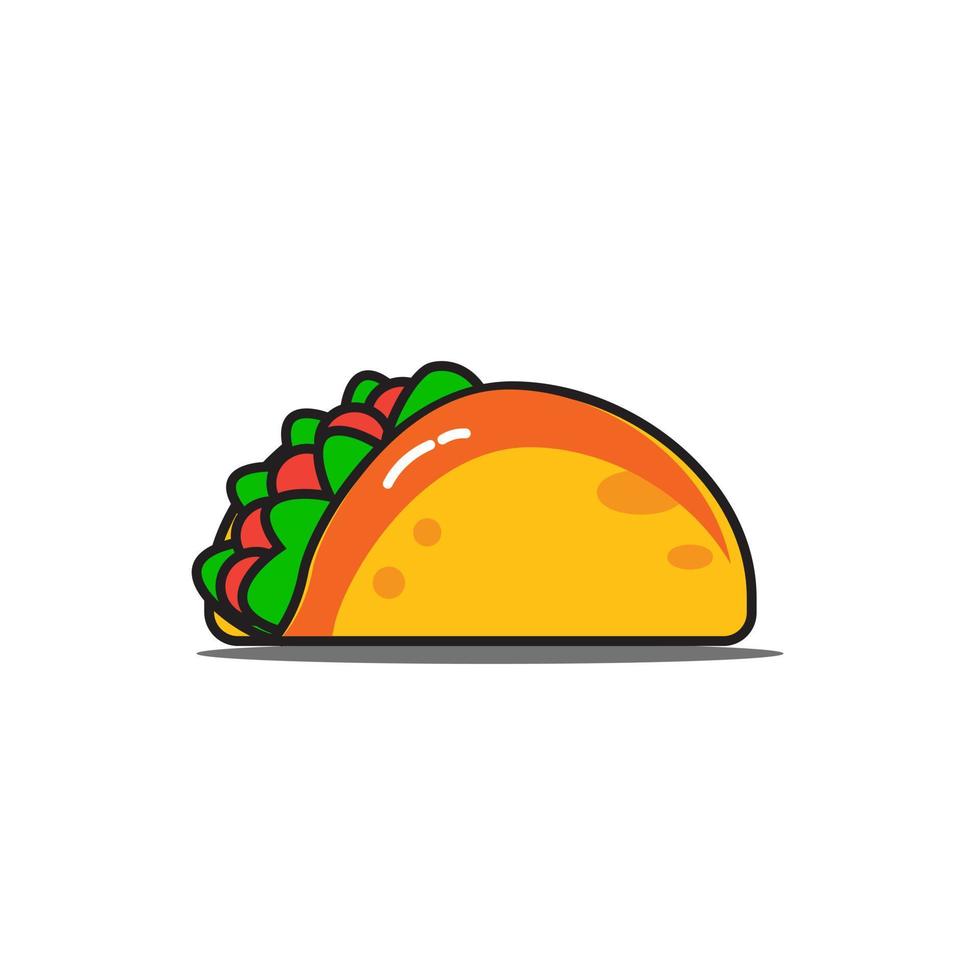 Taco, traditional mexican snack food taco drawing. Vector illustration for cafe festival menu