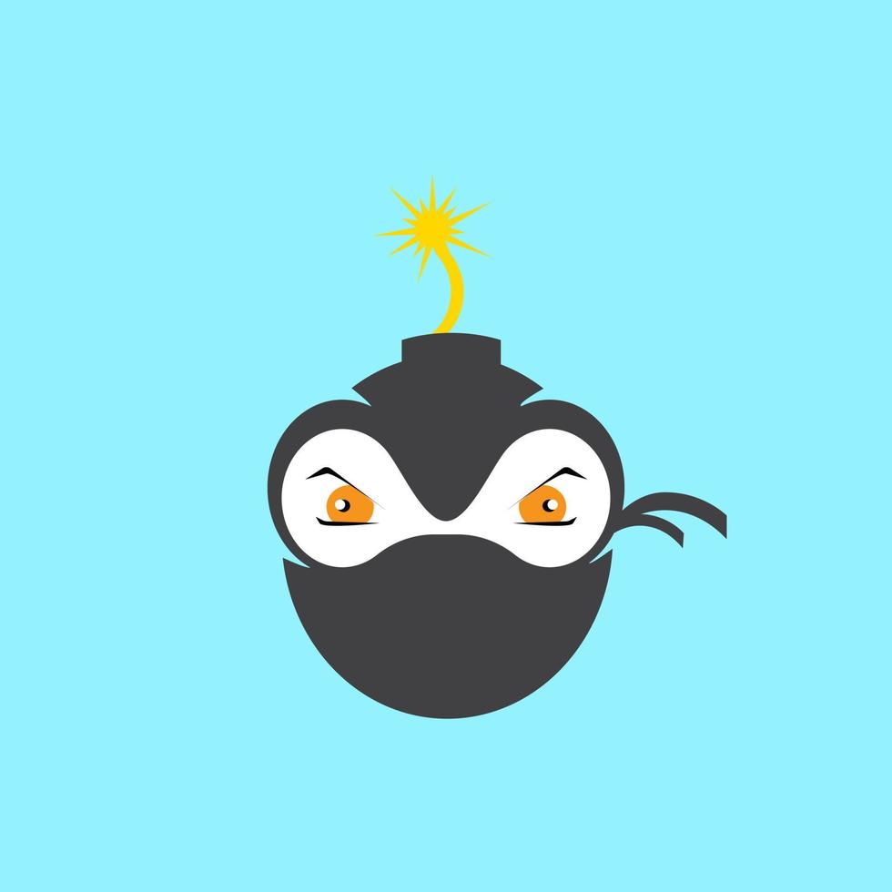 Ninja bomb icon flat design. Doodle icon. bomb. vector illustration on blue backround