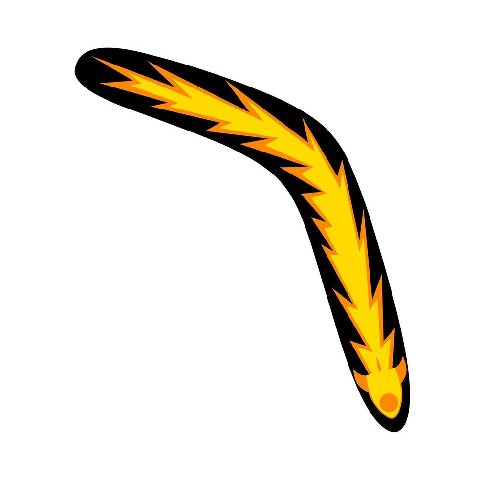 icono de vector de boomerang en un fondo blanco. una herramienta australiana tradicional con un hermoso patrón amarillo es excelente para un logotipo de karma.