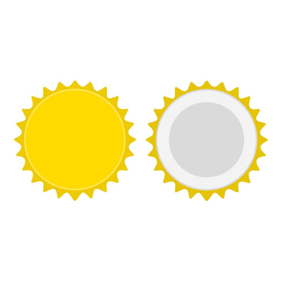 Vector illustration of top and bottom bottle caps on a white background. Great for soda, juice, and yellow syrup bottle templates.