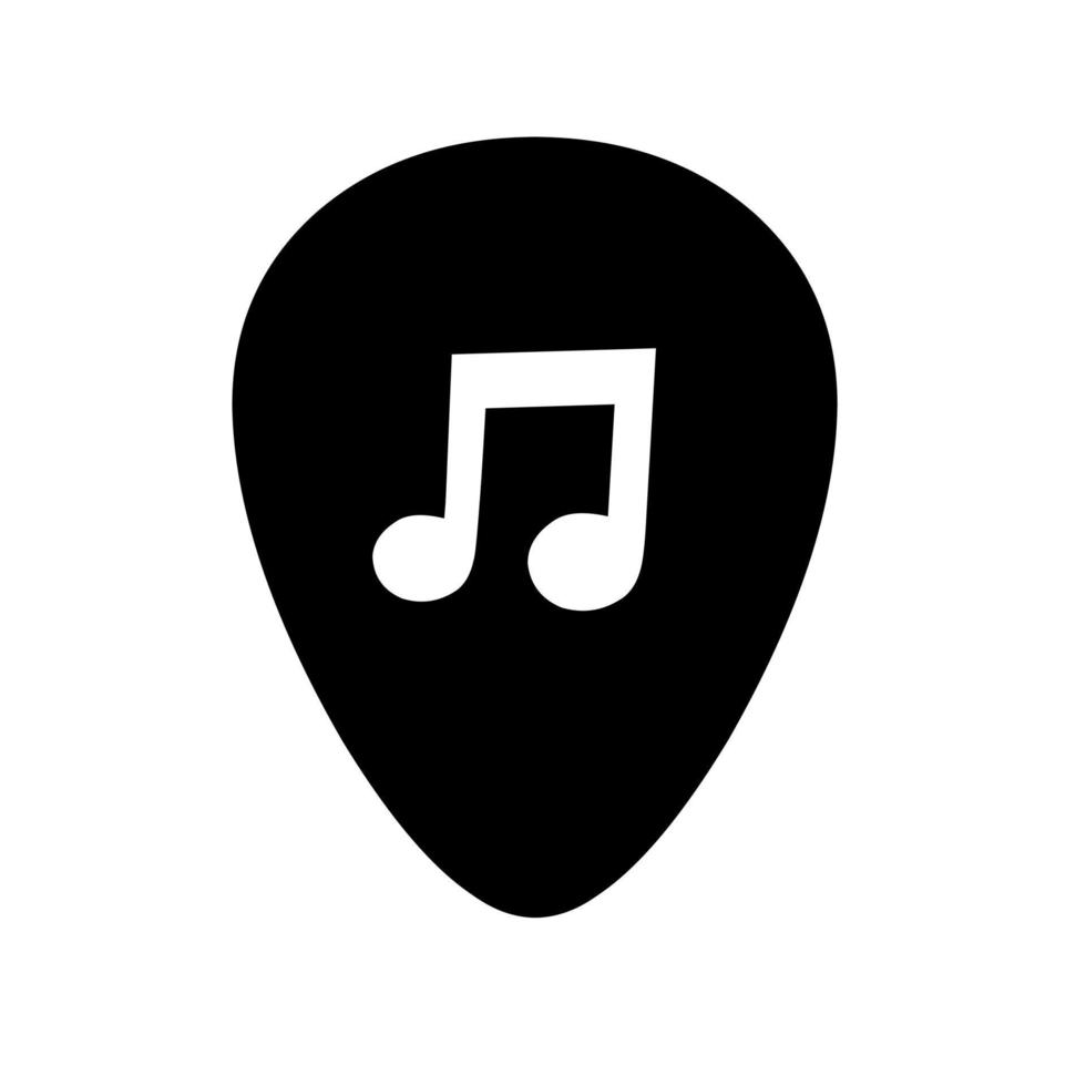 Vector plectrum with musical tone symbols on white background. Great for guitar house logo, music. silhouette