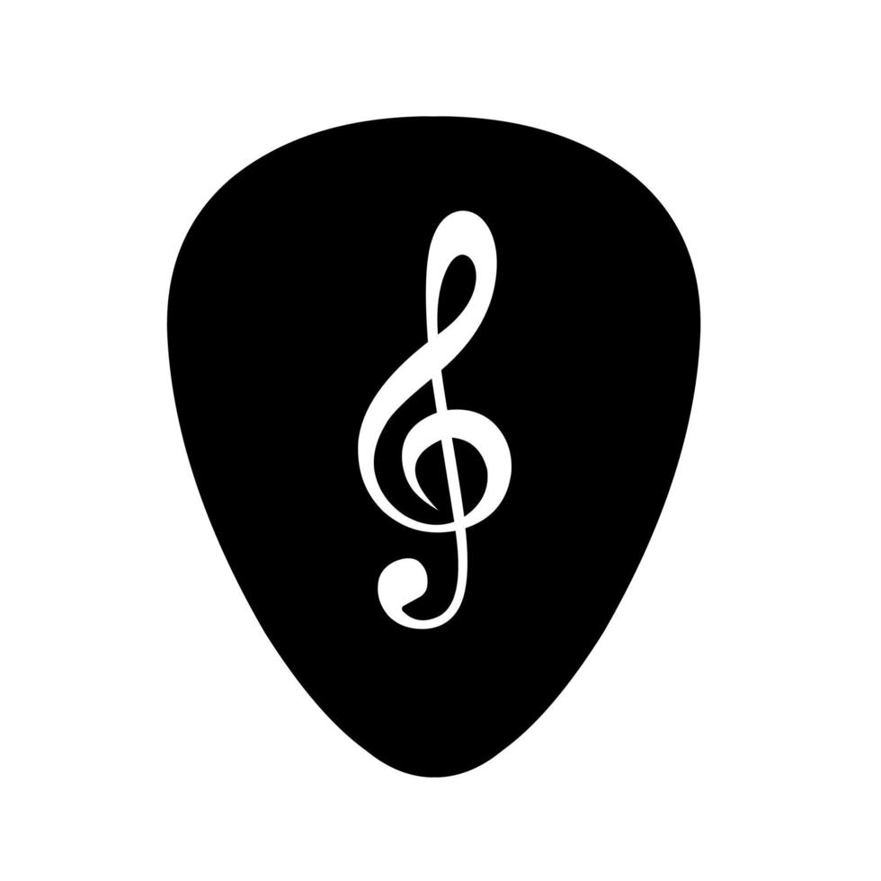 Plectrum with tone symbols on white background. Great for guitar music logos, tones, songs, art. vector