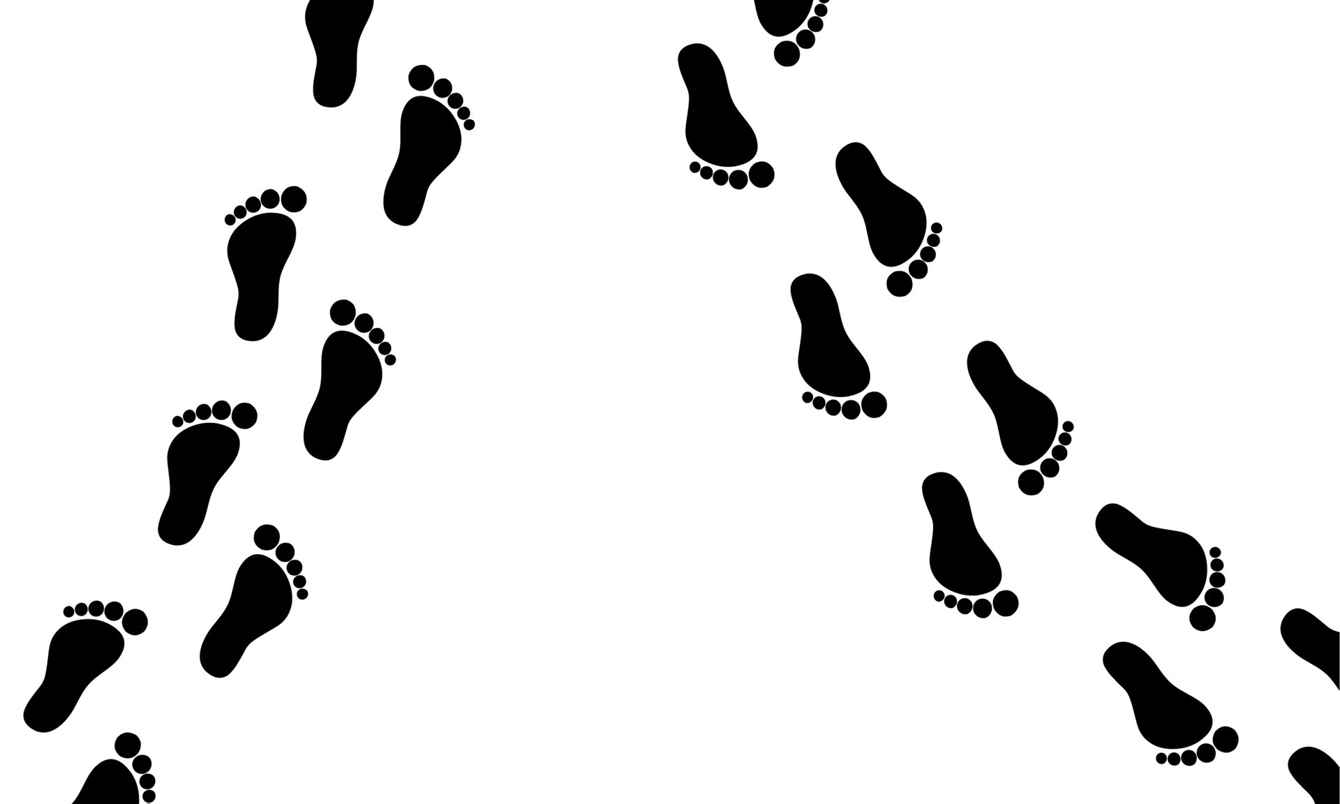 Human foot path on a white background Neatly arranged footprints Human foot path on a white background Neatly arranged footprints