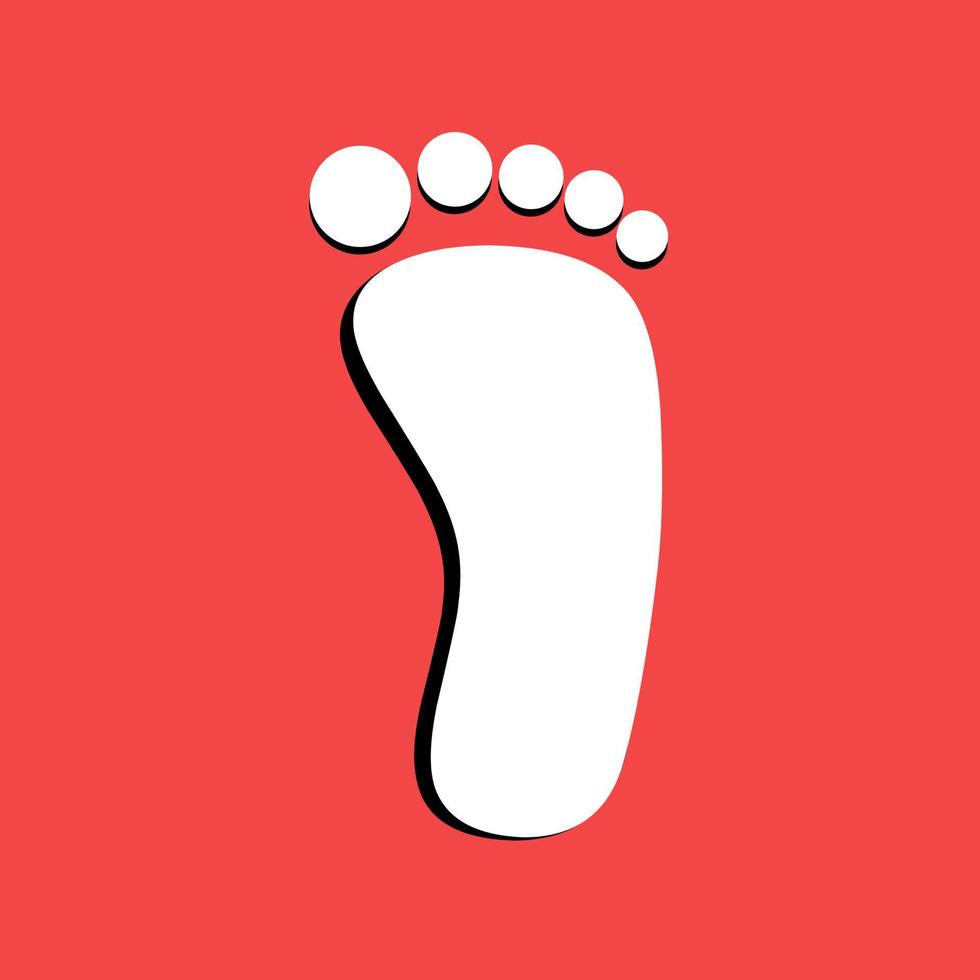 Footprint logo icon on red background. Great for humanitarian, web, health and travel logos. vector