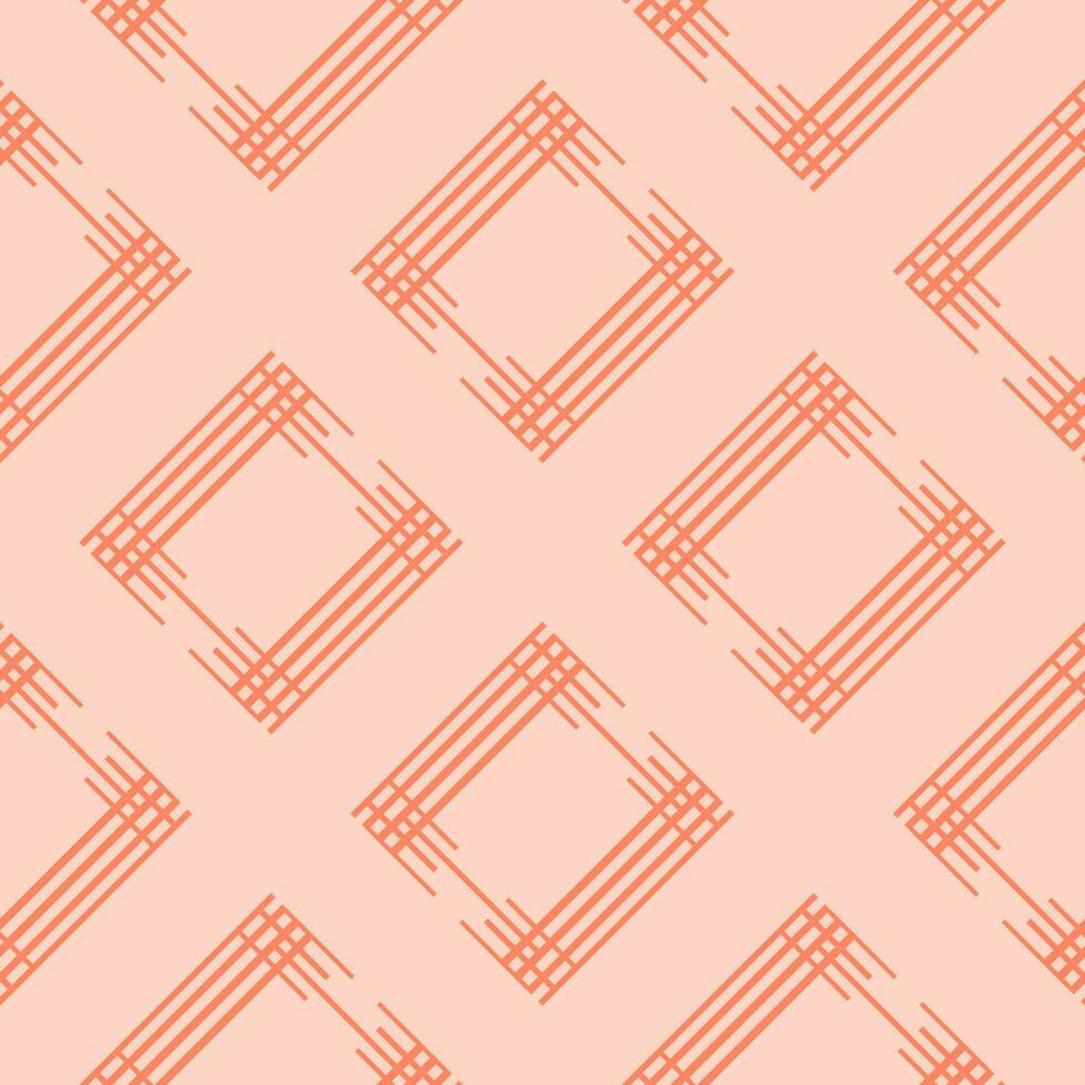 Seamless pattern with orange line or diamond or square shape on light orange background. vector