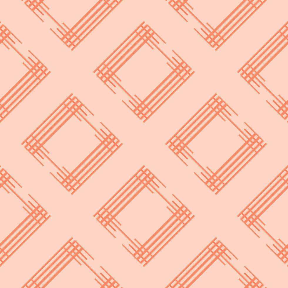 Seamless pattern with orange line or diamond or square shape on light orange background. vector