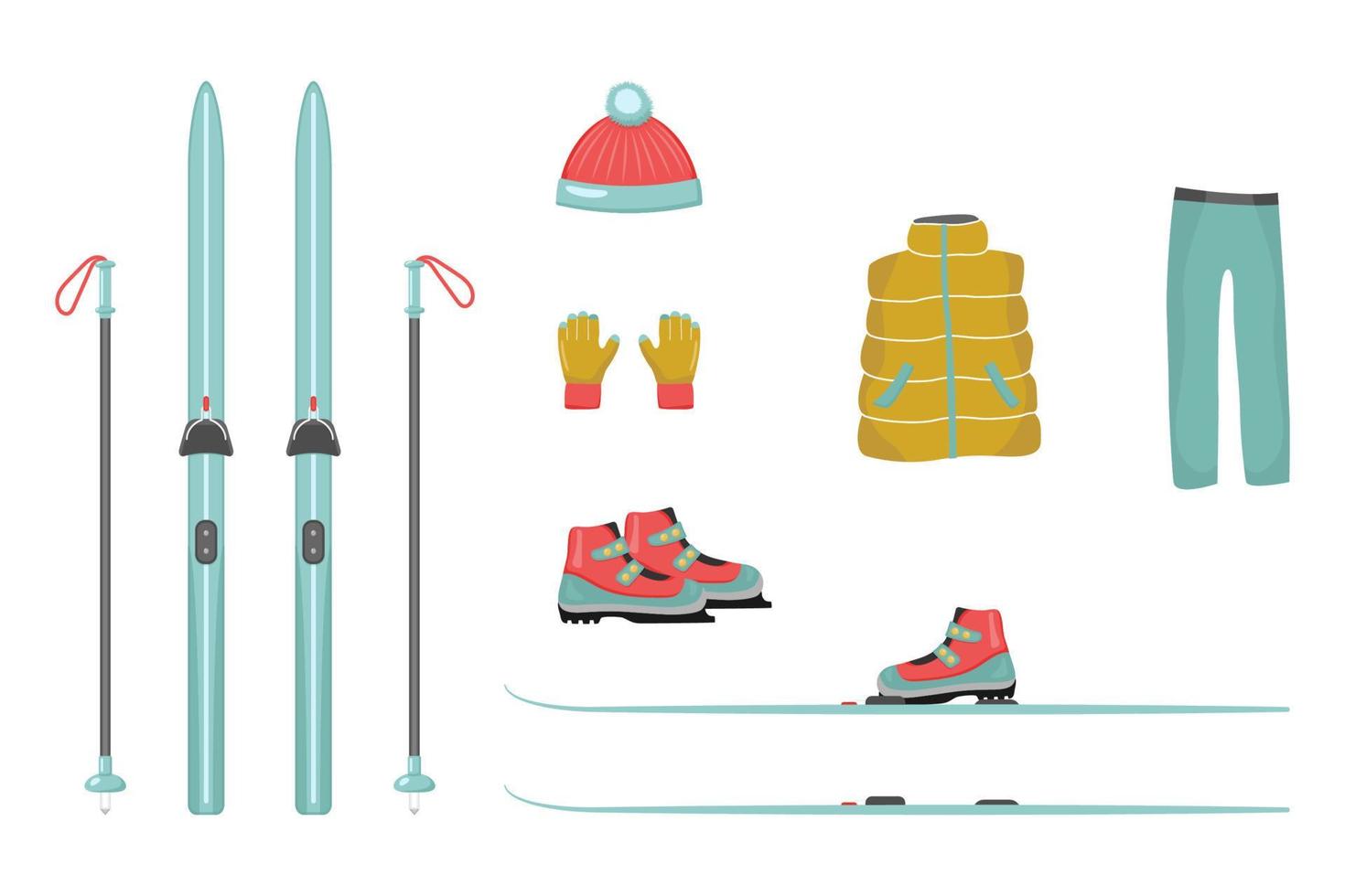 Cross-country ski set. vector illustration