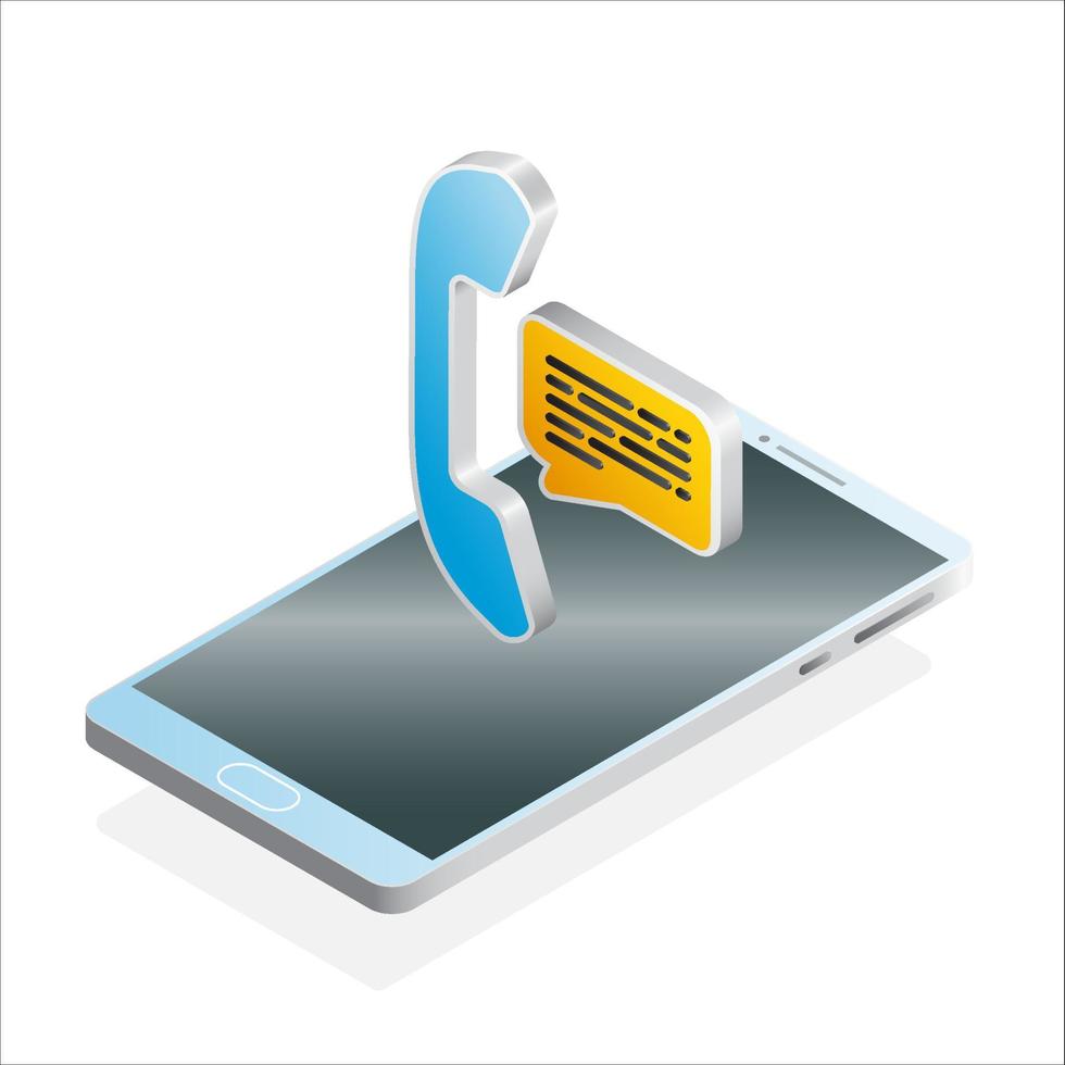 3D phone, chat and smartphone, Isometric communication icon vector