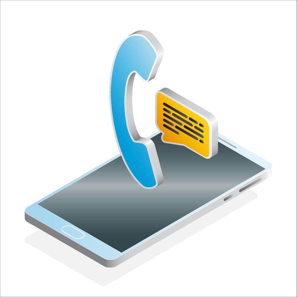 3D phone, chat and smartphone, Isometric communication icon vector