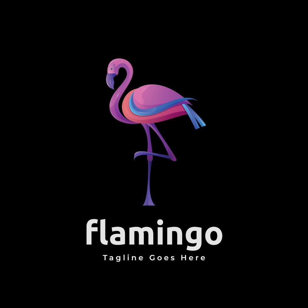 Flamingo gradient logo modern colorful style design vector