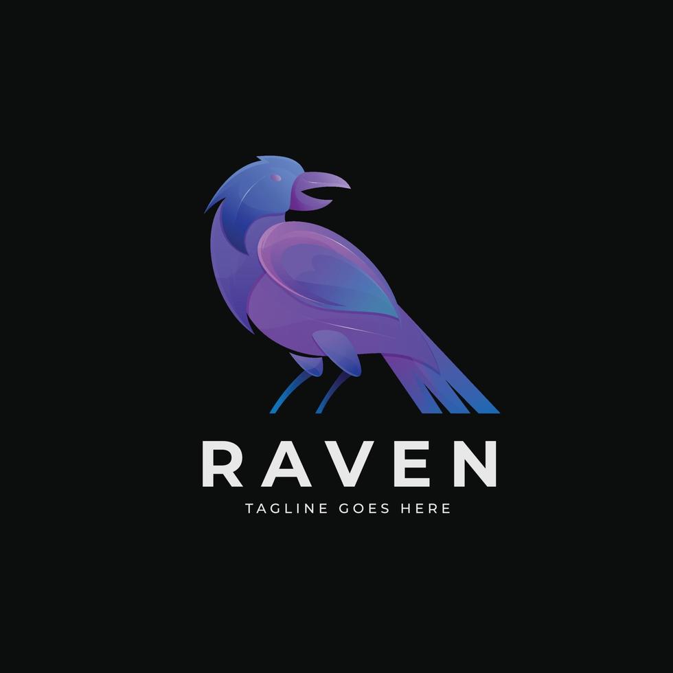 Raven gradient logo modern design style vector