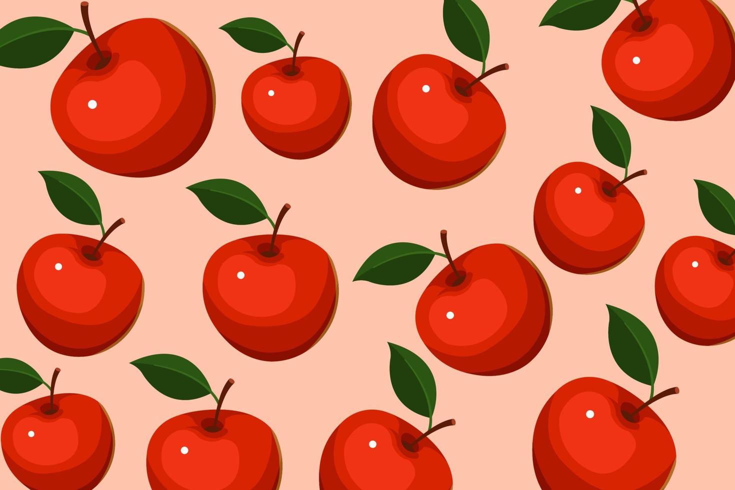 rojo dulce manzana ilustración vector patrón natural