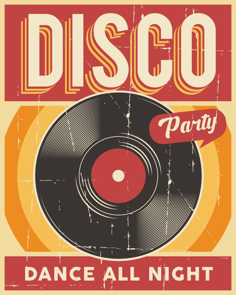 cartel de fiesta de baile disco retro vector