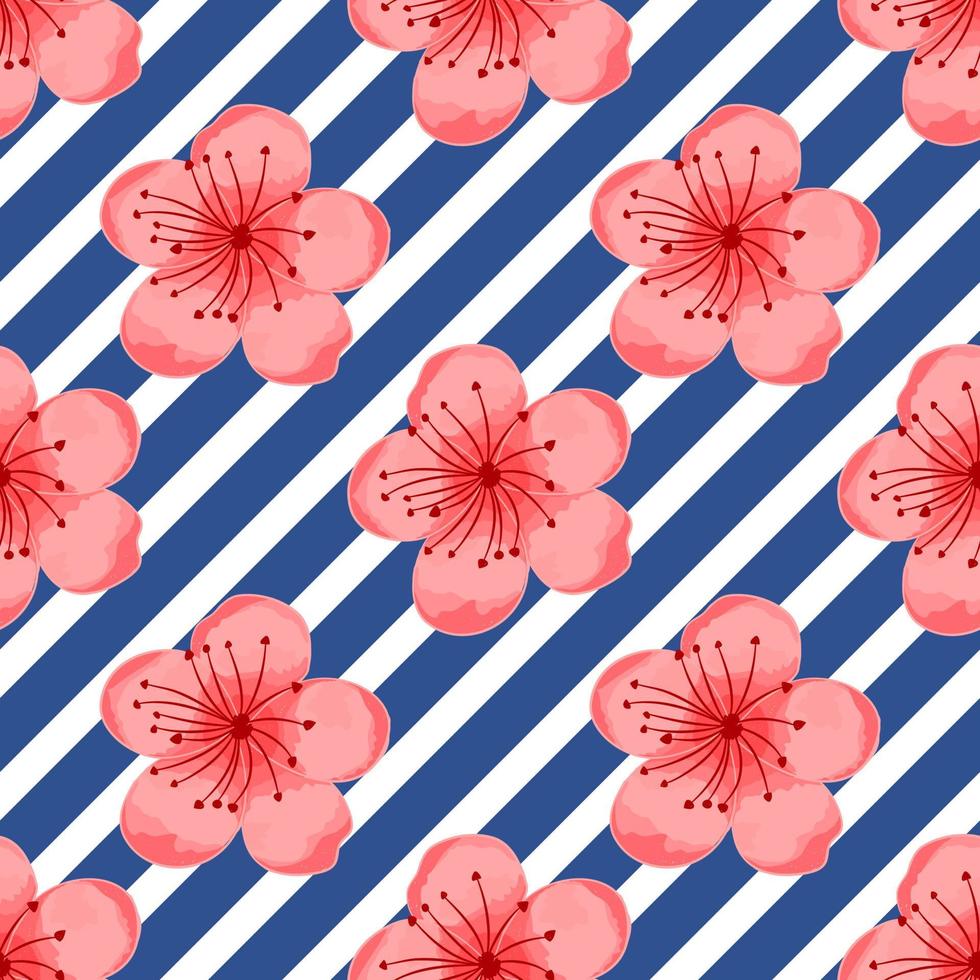 Seamless pattern with cherry blossoms for decorating yukata. Wrapping paper pattern. vector