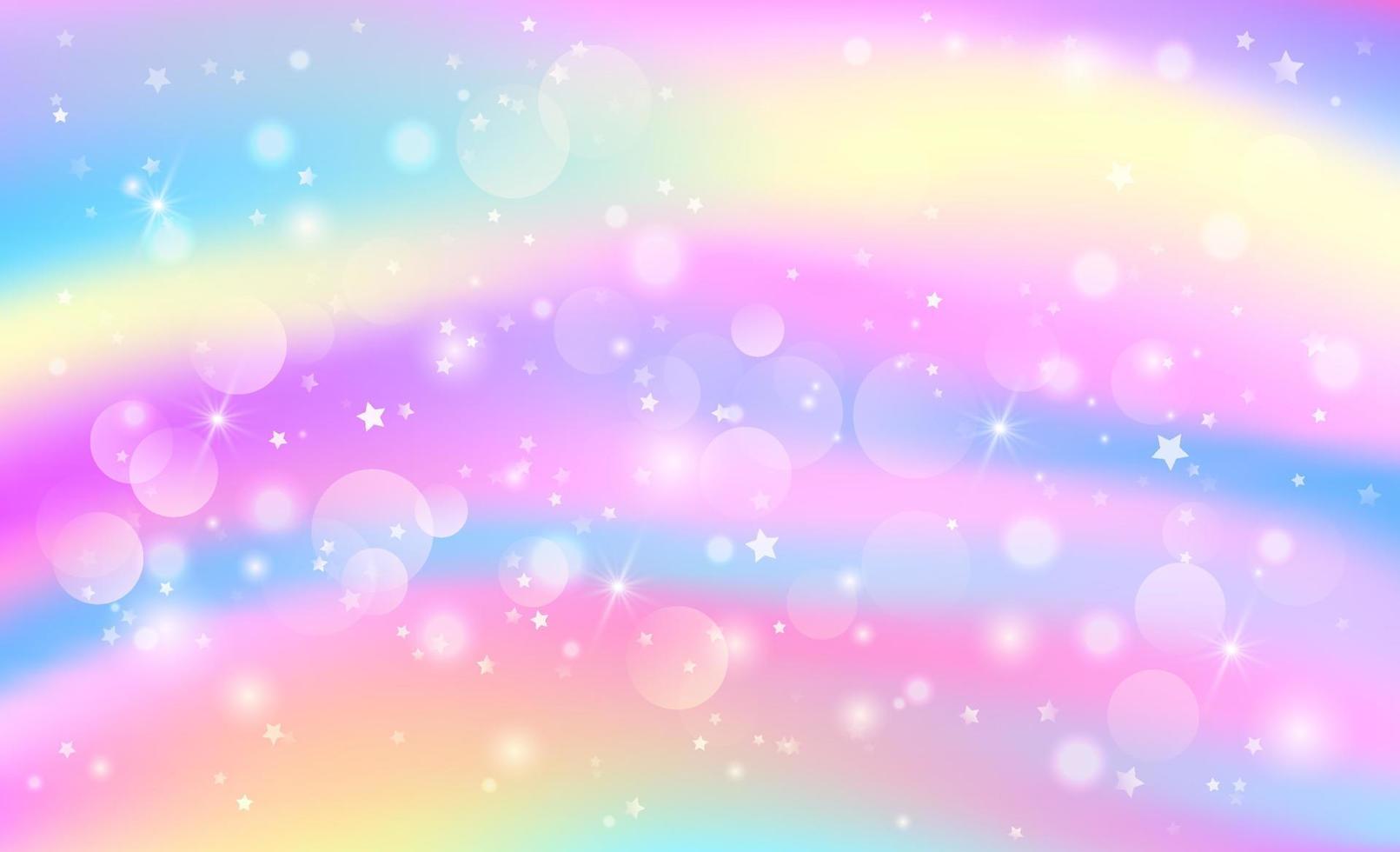 cielo de fondo de arco iris de fantasía en estrellas brillantes para el diseño. vector