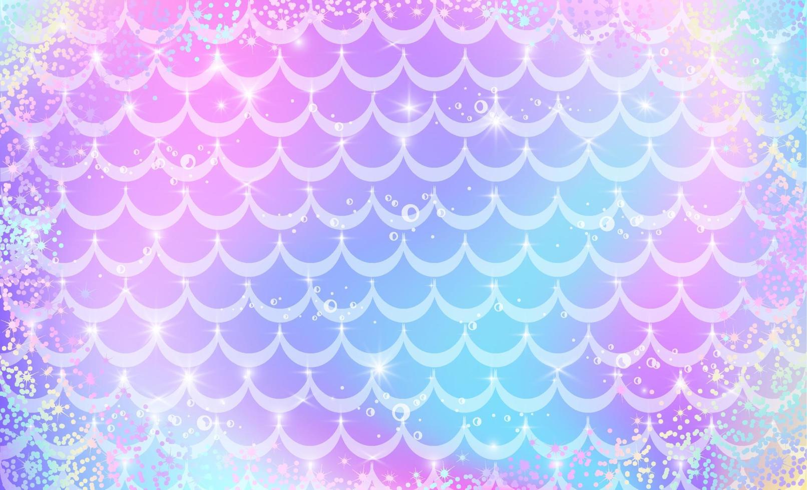 Mermaid rainbow scales. Fantasy background in sparkling stars and bubbles for design. vector