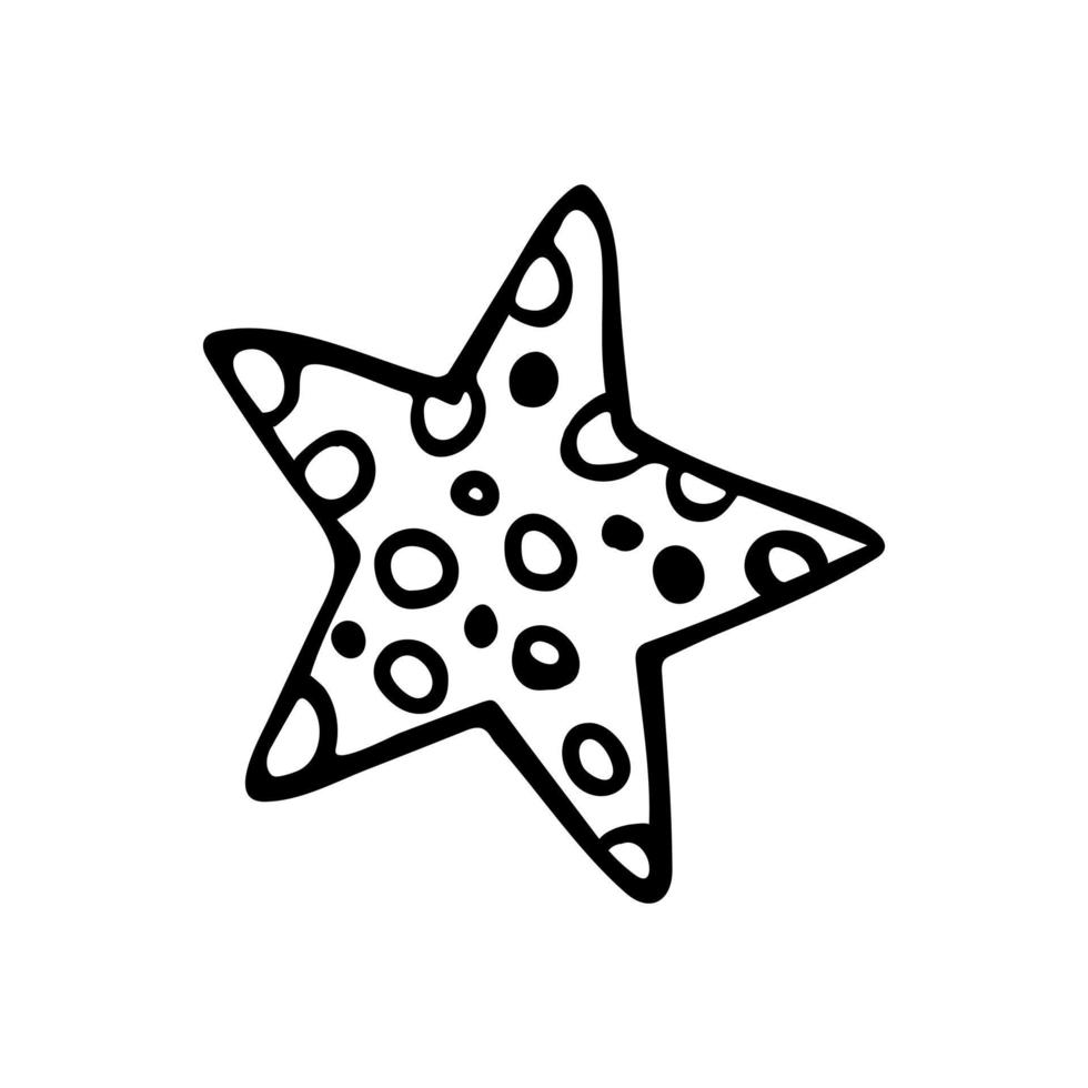 Hand drawn doodle star with dots. Star shape for design. Isolated on white background vector