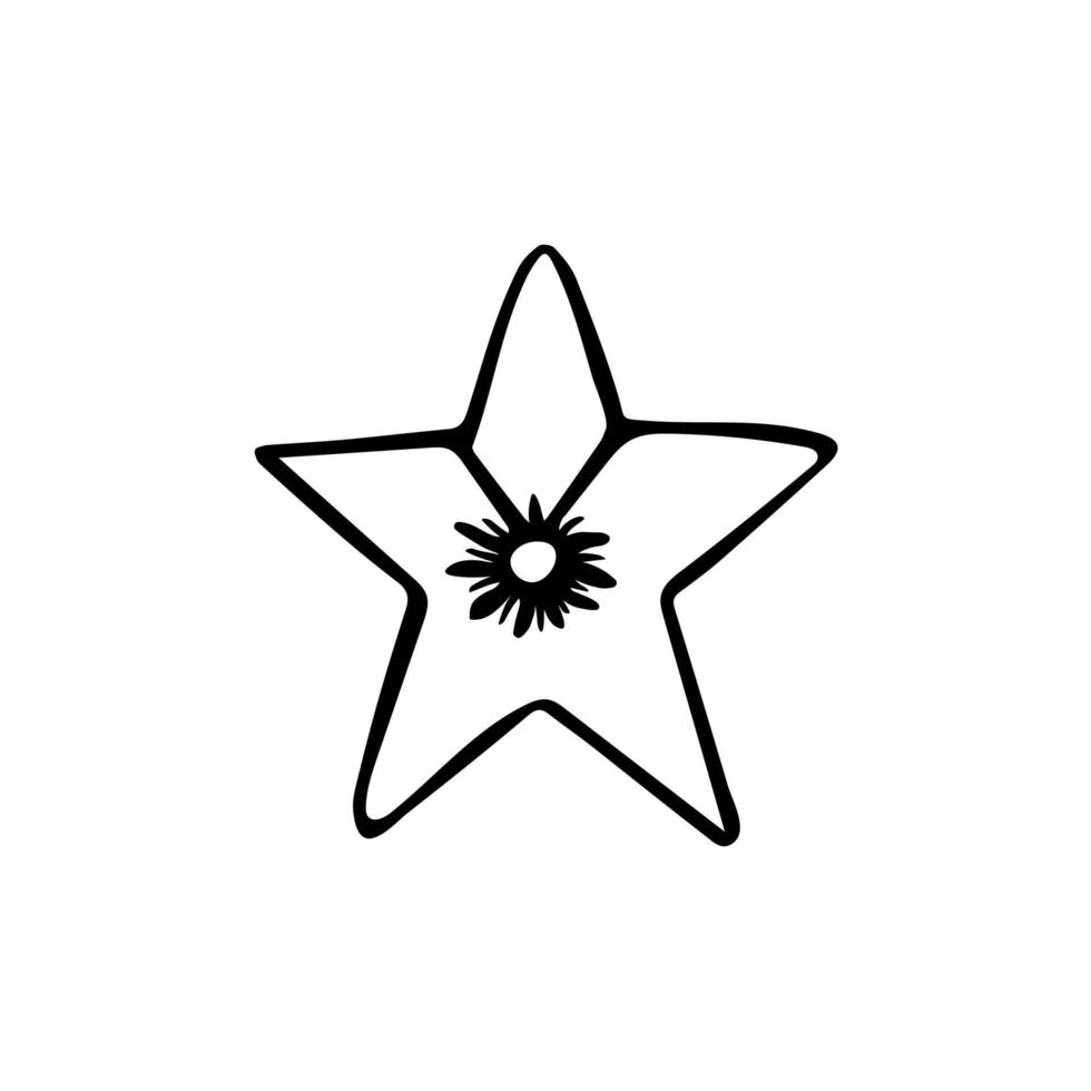 Hand drawn doodle star. Star shape for design. Isolated on white background vector