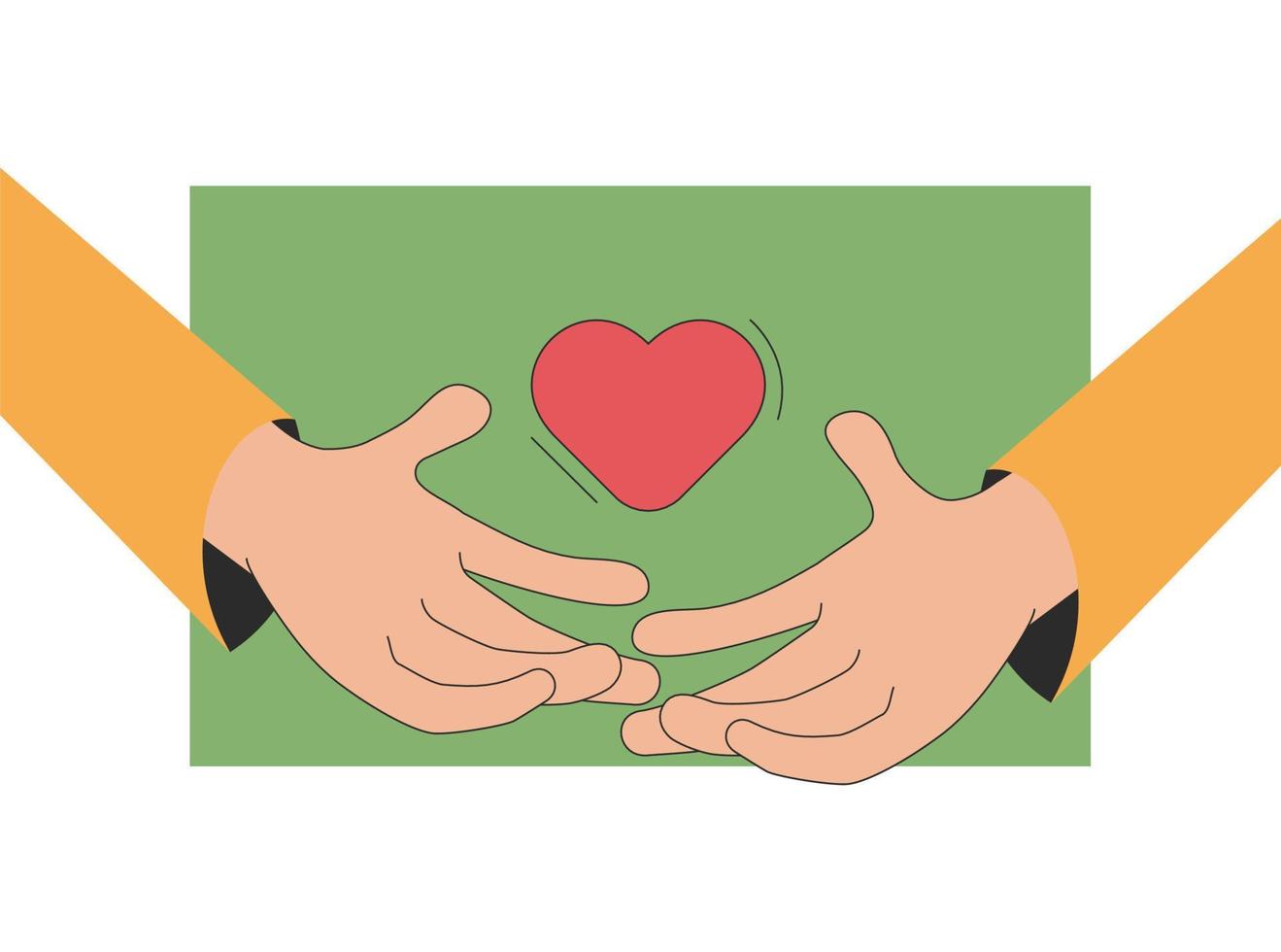 Human hands hold a heart. The concept of psychological health. Metaphor illustration vector. vector