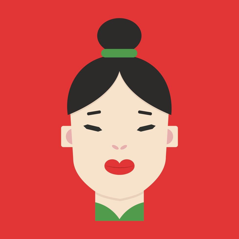 Chinese girl, illustration, vector on white background.