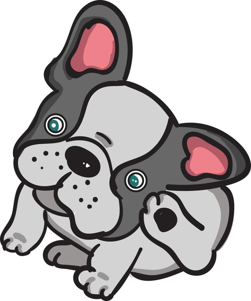 Bulldog pequeño, ilustración, vector sobre fondo blanco.