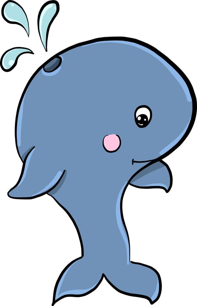 Whale jumping, illustration, vector on white background