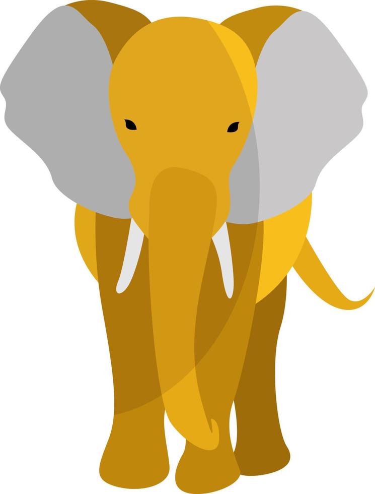 Yellow elephant, illustration, vector on white background.