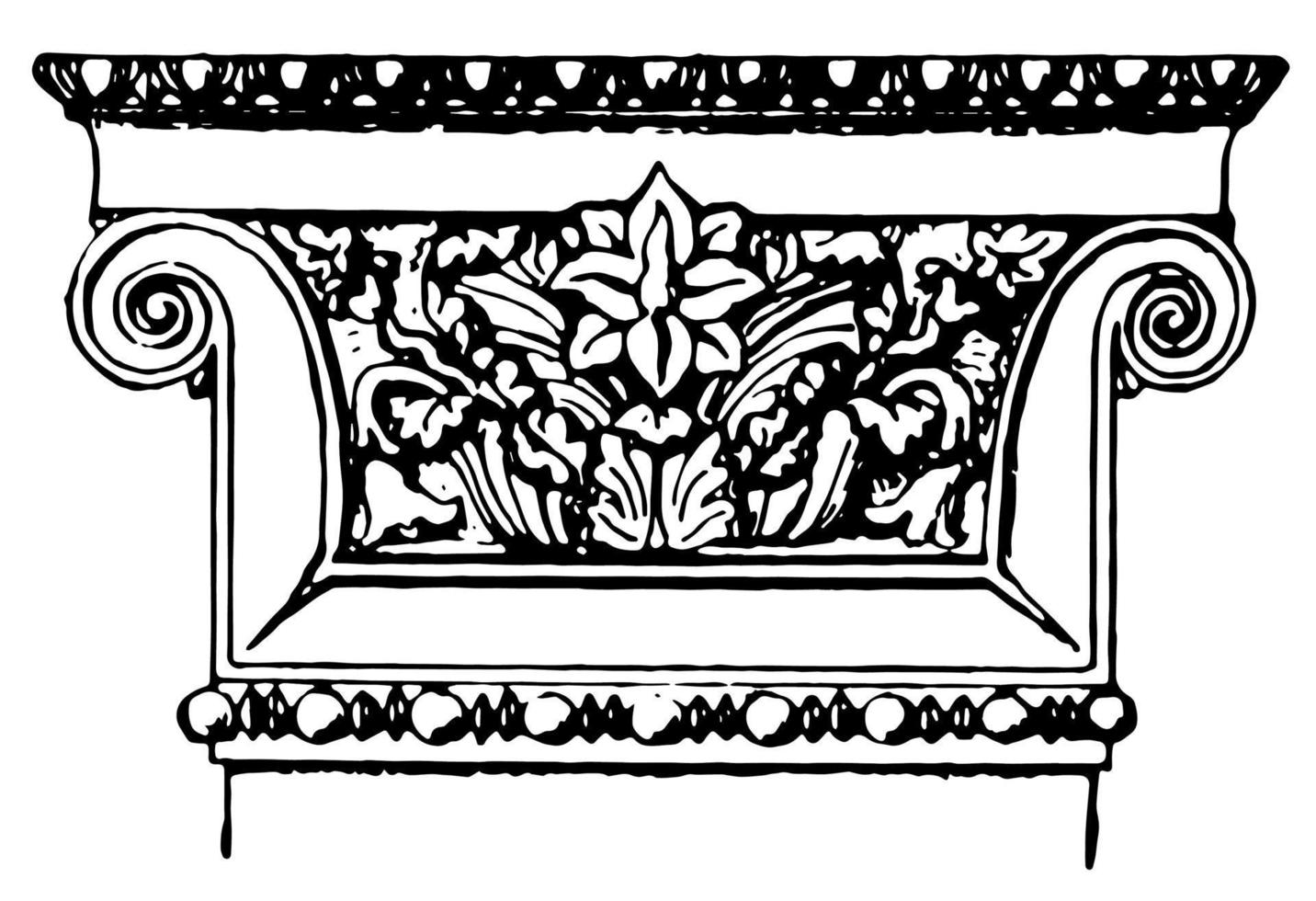 Capital, out,  vintage engraving. vector