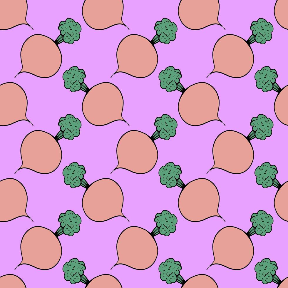 Pink beet, seamless pattern on light pink background. vector