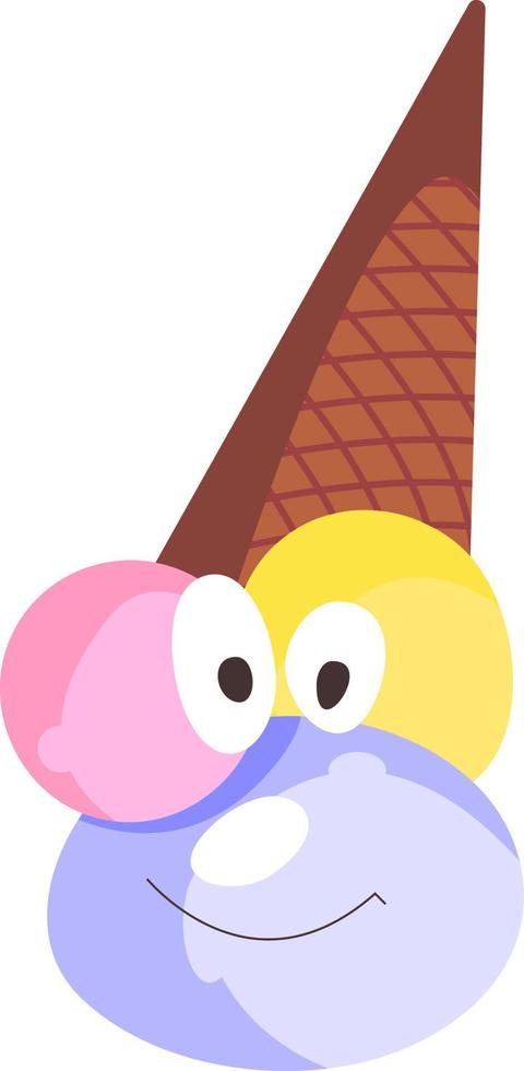 Ice cream, illustration, vector on white background.