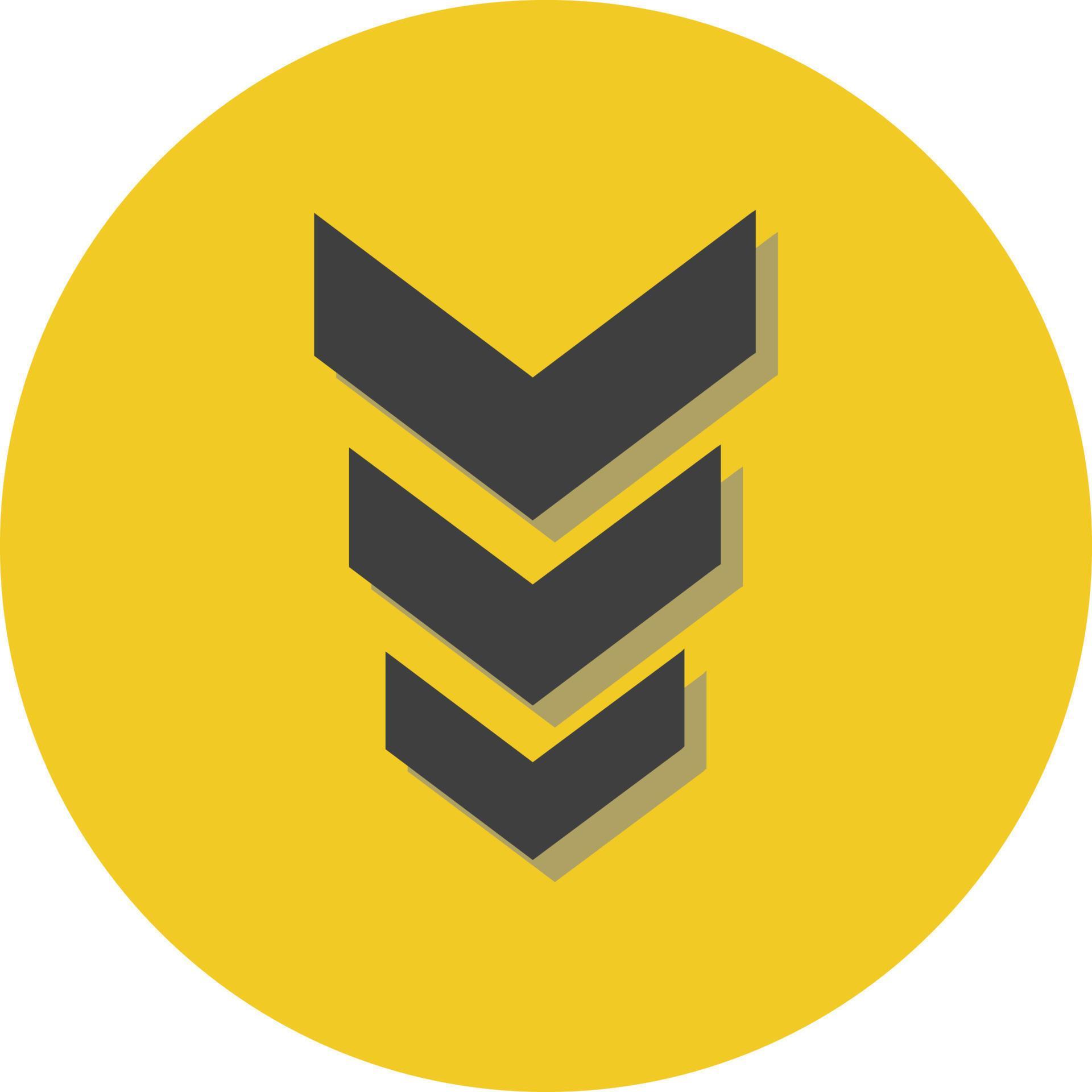 Three arrows pointing down, illustration, vector, on a white background