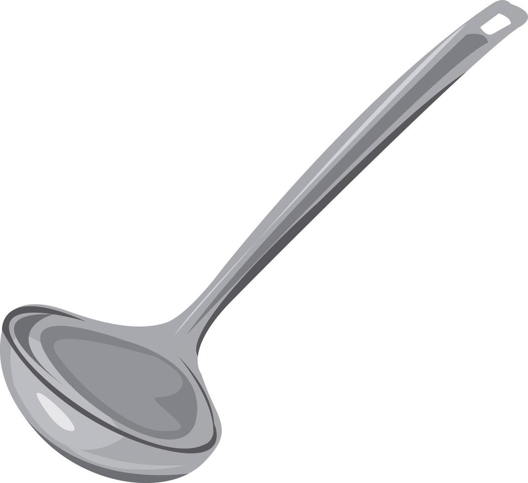 Silver ladle, illustration, vector on white background