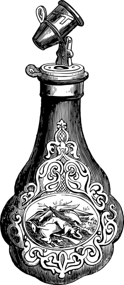 Powder Flask, vintage illustration. vector