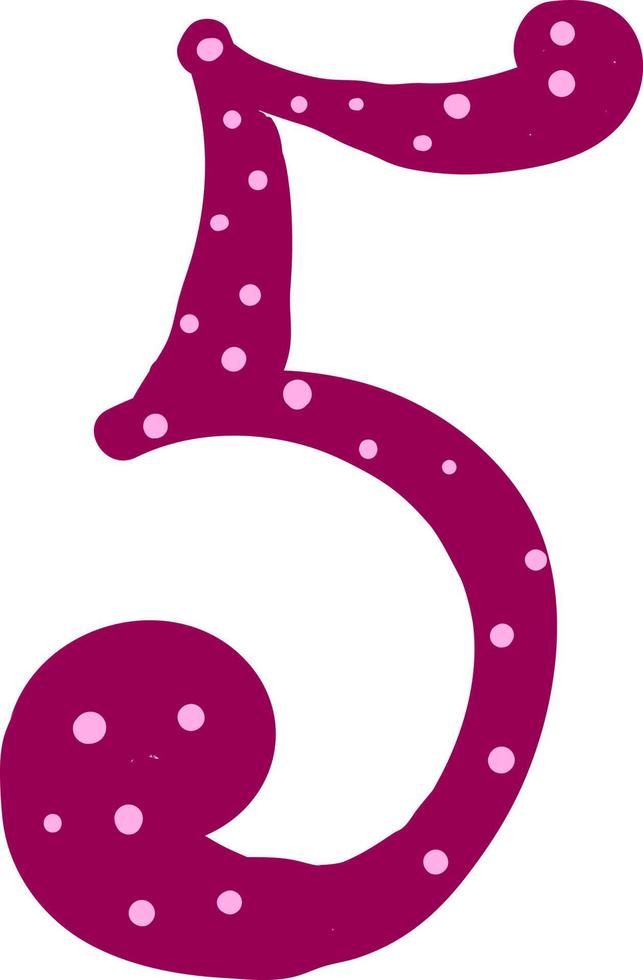 Number 5, illustration, vector on white background.