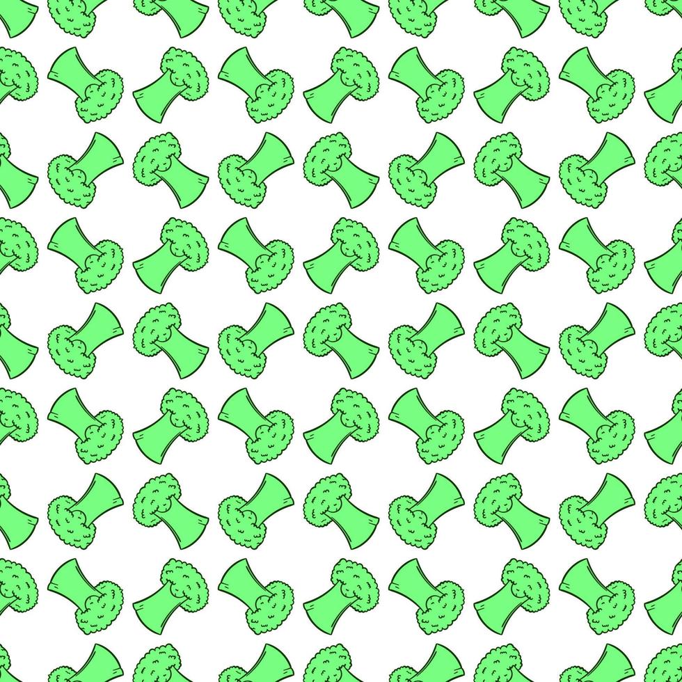 Cute broccoli pattern, illustration, vector on white background