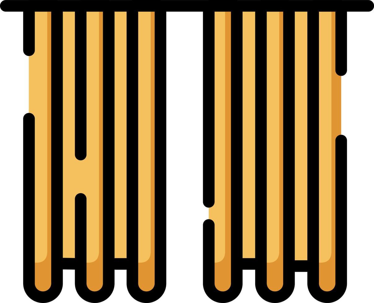 Yellow curtains, illustration, vector on a white background.