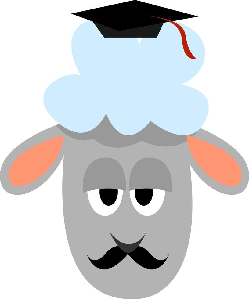 Sheep with hat, illustration, vector on white background.