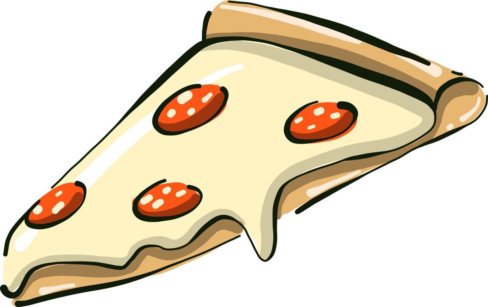 rebanada de pizza, ilustración, vector sobre fondo blanco.