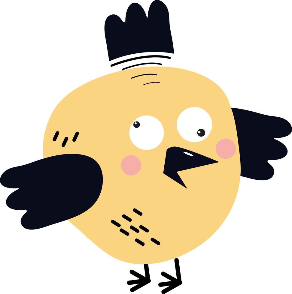 Crazy bird, illustration, vector on a white background.