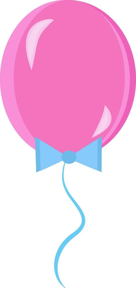 Pink balloon, illustration, vector on white background.