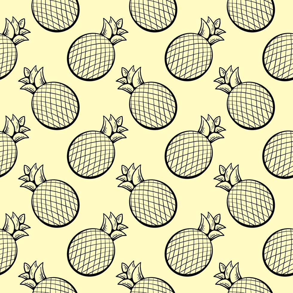 Little Pineapple,seamless pattern on beige  background. vector