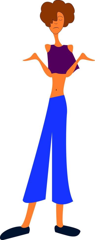 una chica con jeans azules, vector o ilustración de color.