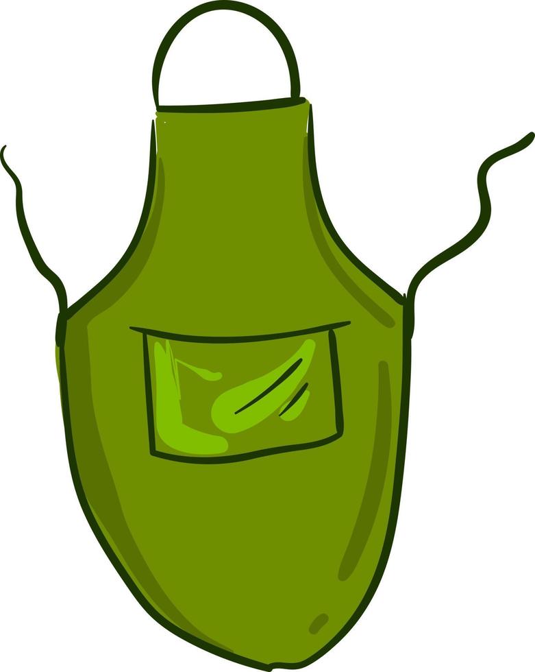 Green kitchen apron, illustration, vector on white background